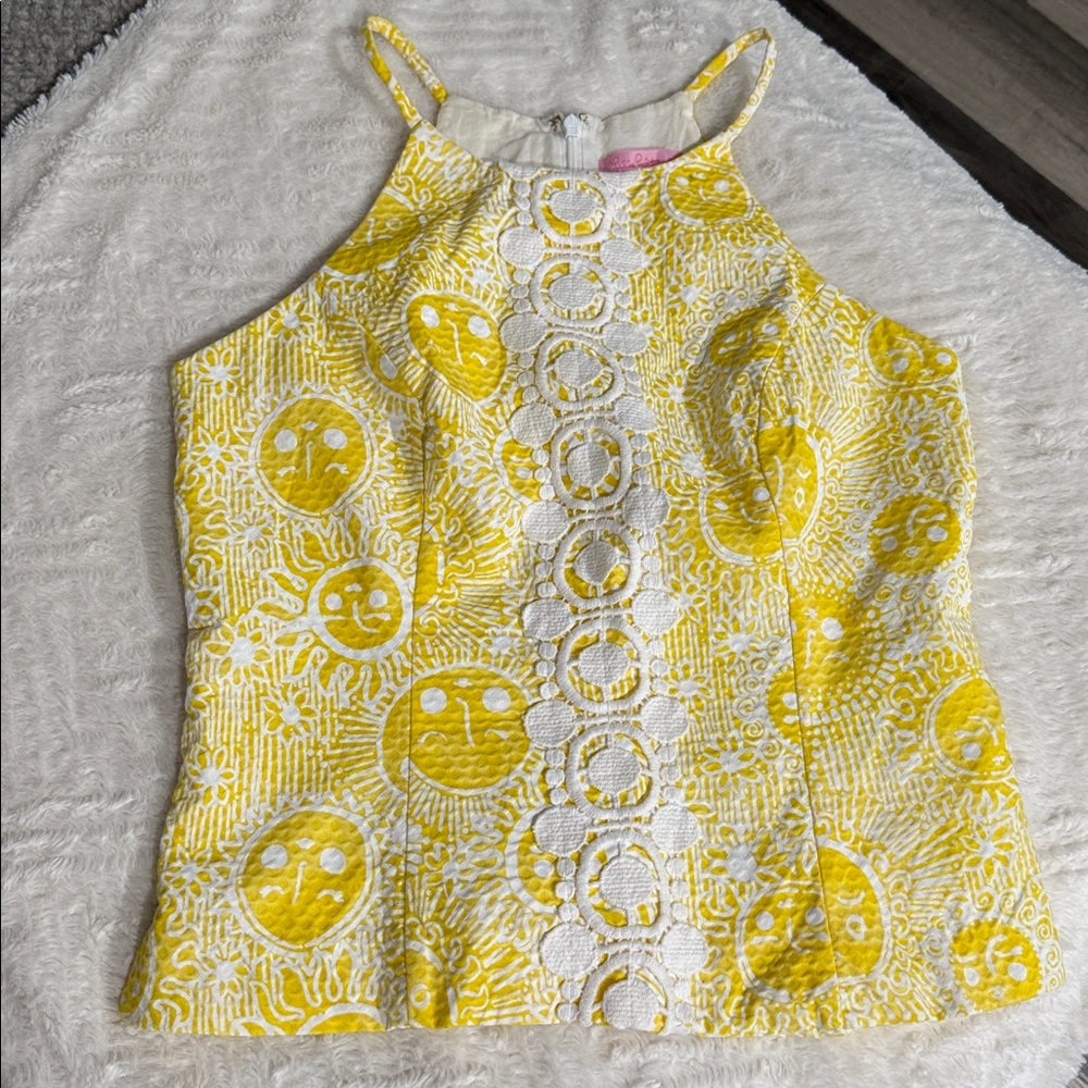 Lilly Pulitzer Cream and Yellow Top - Picture 1 of 6